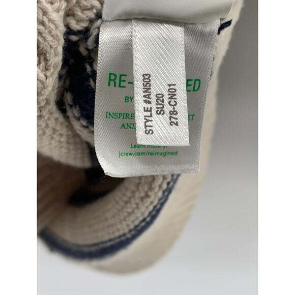 J.CREW Men’s Beige-Navy Striped Two-Button Shawl-Collar Long Sleeve Sweater SZ L - Picture 13 of 13